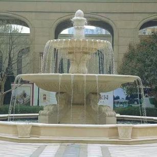 衡水 黄金麻花岗岩异型加工——户外庭院石雕流水喷泉