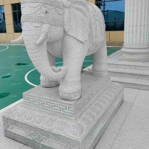 衡水 白麻花岗岩动物异形石雕-大象