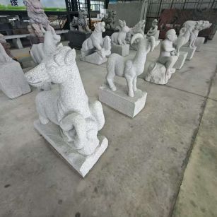 衡水 芝麻白花岗岩造型立体雕刻——十二生肖