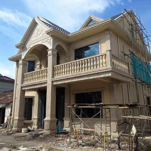 衡水 黄金麻花岗岩石材私人别墅雕花门楼柱阳台栏杆