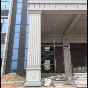 衡水 芝麻白光面花岗岩门楼大柱（罗马柱）配雕花底座