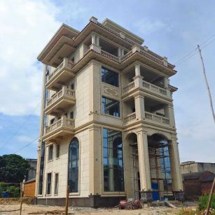 衡水 黄金麻花岗岩石材别墅外墙干挂搭配（雕花栏杆花瓶柱门楼罗马柱）