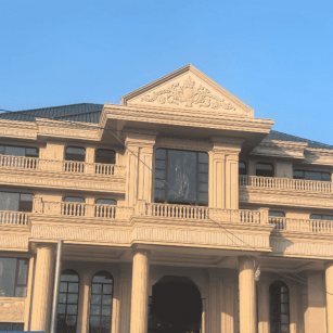 衡水黄金麻别墅外墙干挂石材效果示例