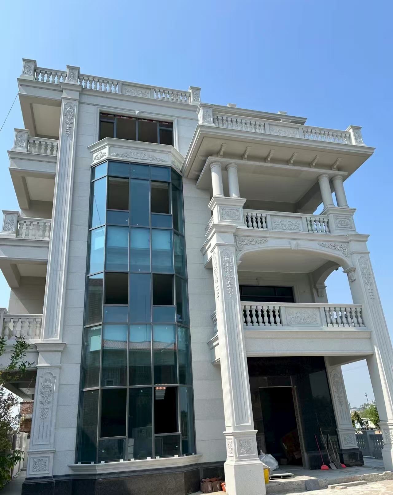 衡水 白麻花岗岩别墅外墙干挂效果展示