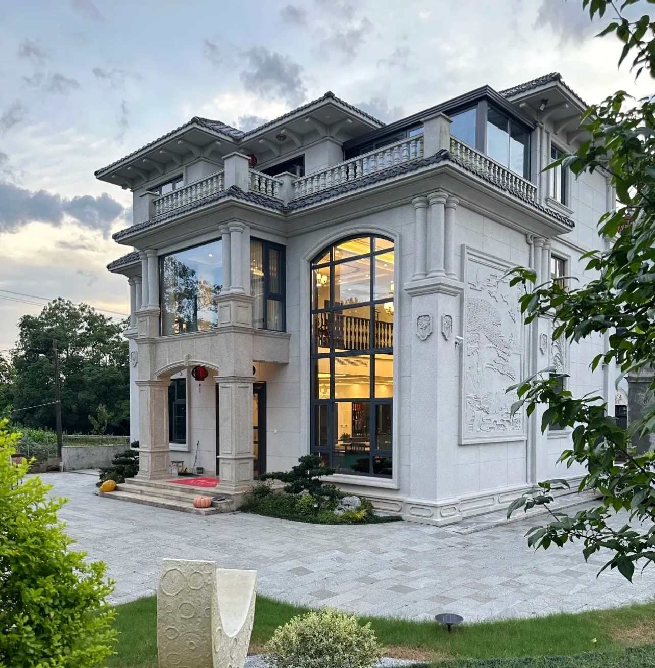 衡水 白麻花岗岩私人别墅干挂石材豪华定制