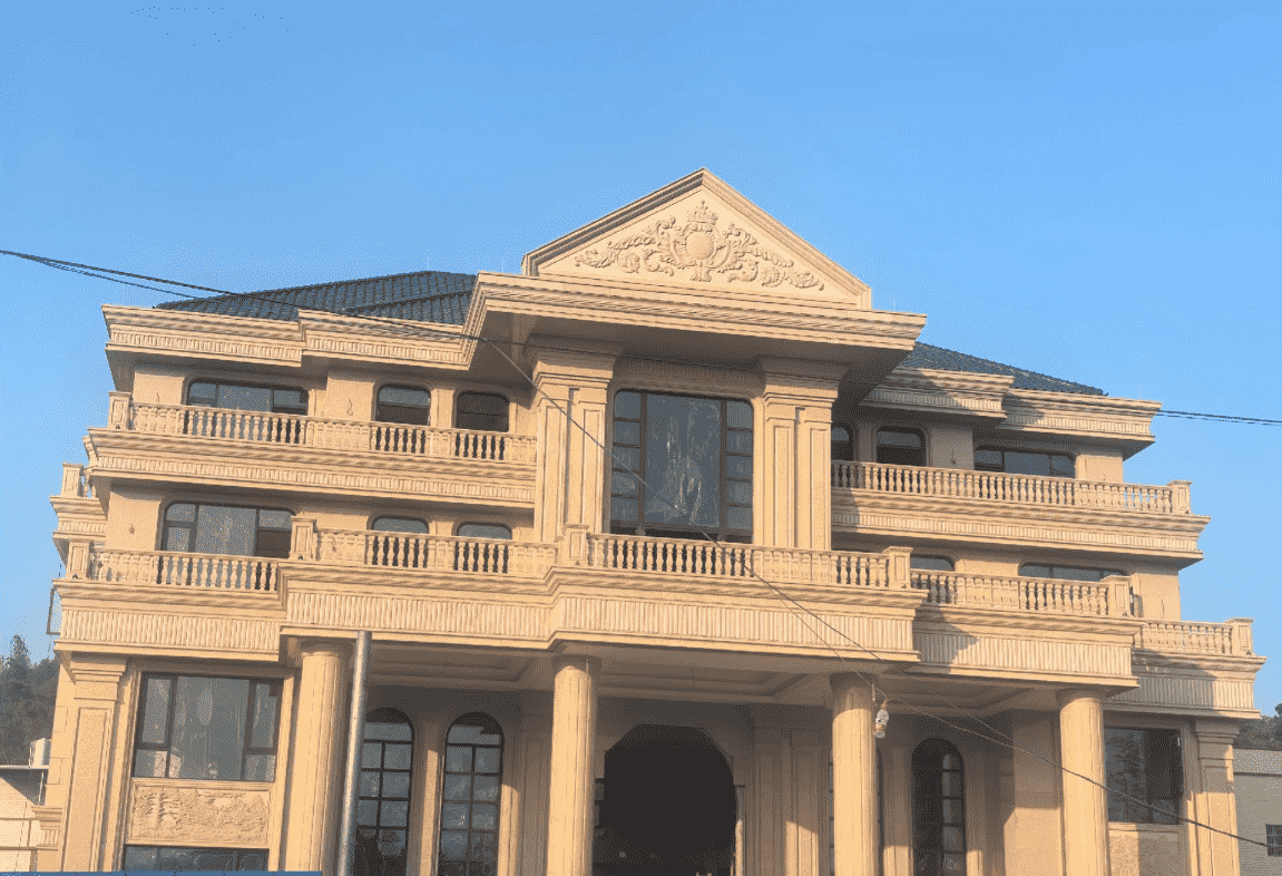 衡水黄金麻别墅外墙干挂石材效果示例