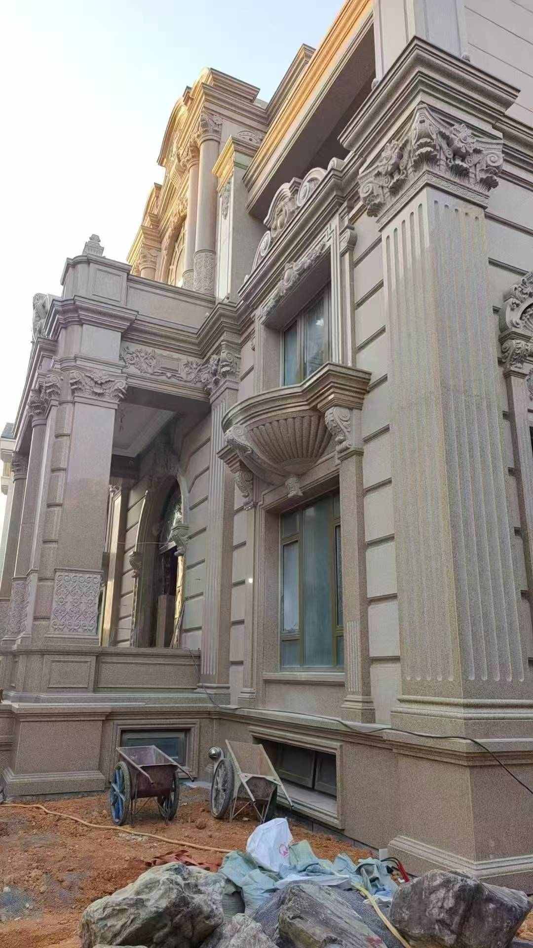 衡水 黄金麻花岗岩光面别墅外墙干挂施工完成