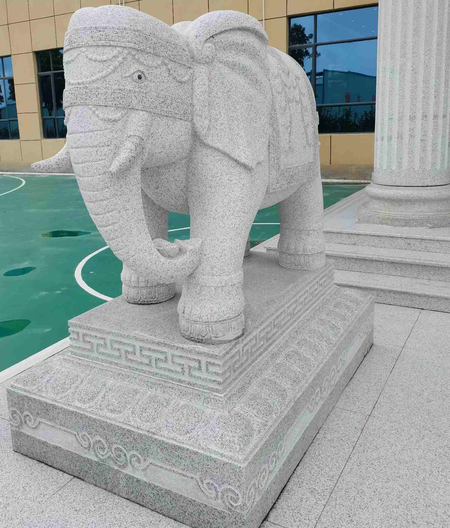衡水 白麻花岗岩动物异形石雕-大象